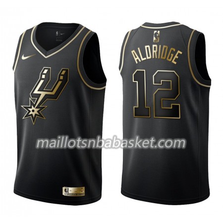 Maillot Homme San Antonio Spurs LaMarcus Aldridge 12 Nike Noir Gold Edition Swingman